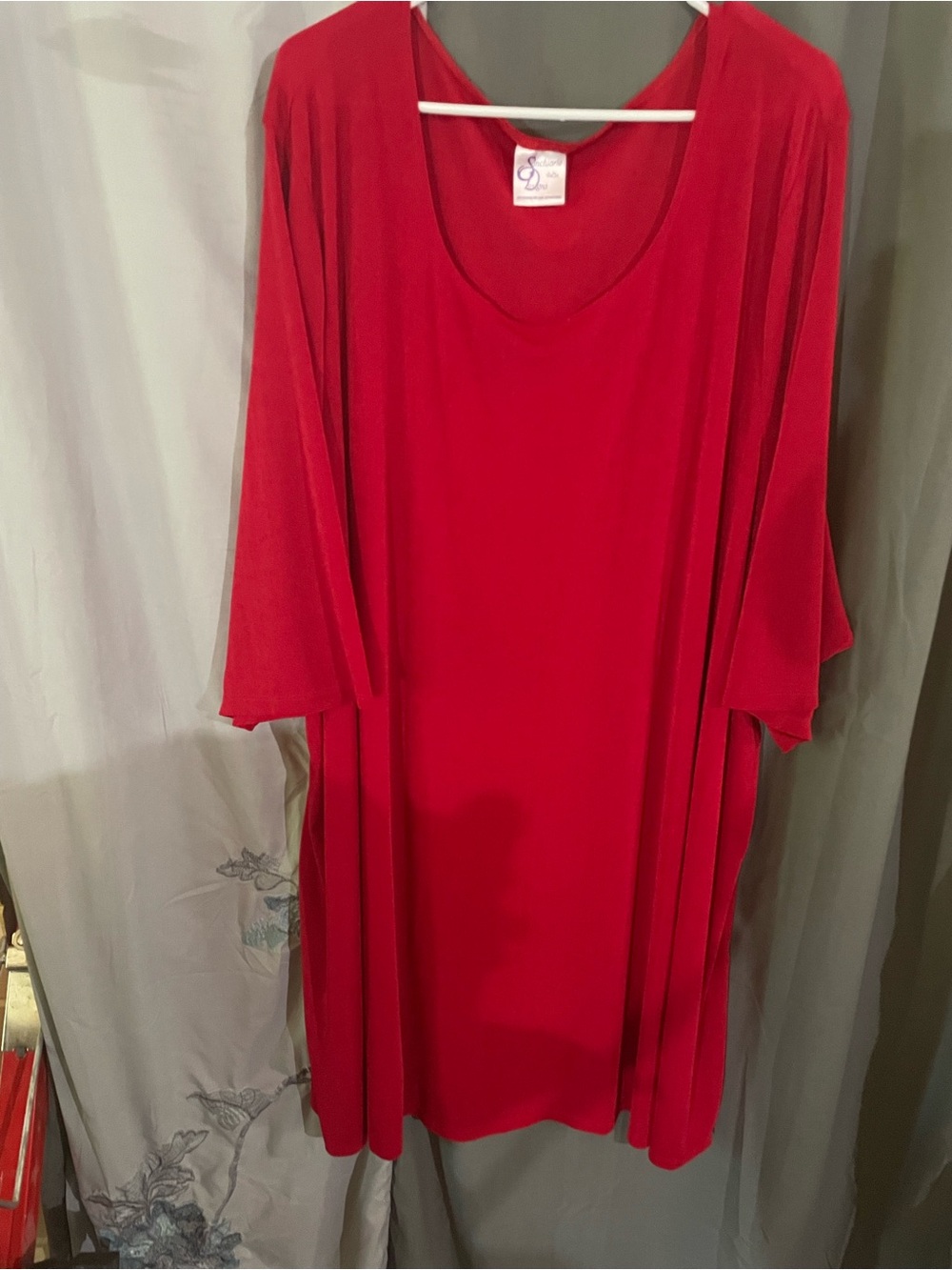 Women's Red Scoop-Neck Draped Dress by